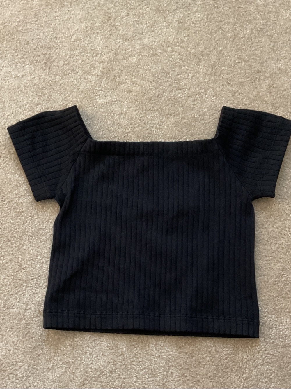 RSQ Black Ribbed Square-Neck Crop Top